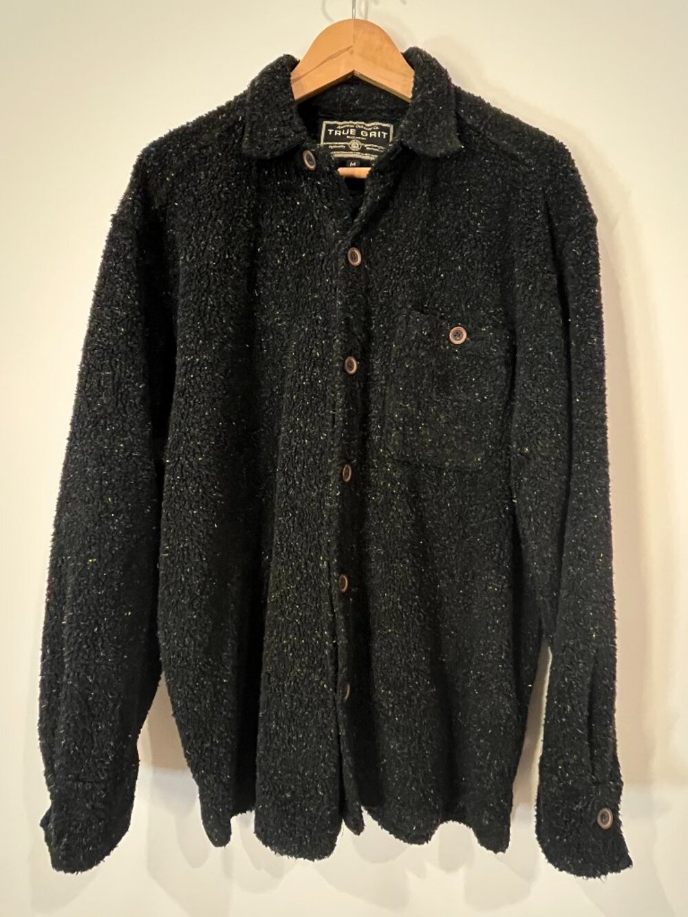 True Grit Vintage Italian Marled Yarn Men's Shirt Jacket Shacket M sherpa fuzzy